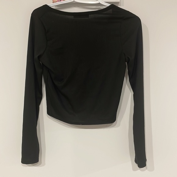 Black Brit & Brat Long Sleeve Crop Top - Picture 3 of 5